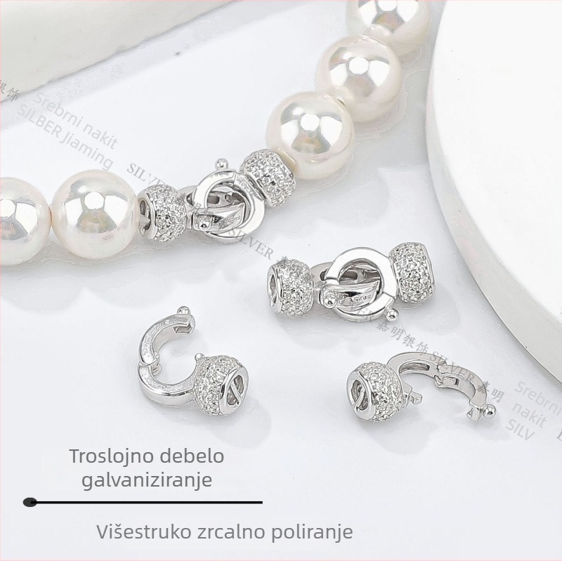S925 sterling srebrni zatvarač za biserno ogrlicu, pogodan za DIY narukvice i šarene perle