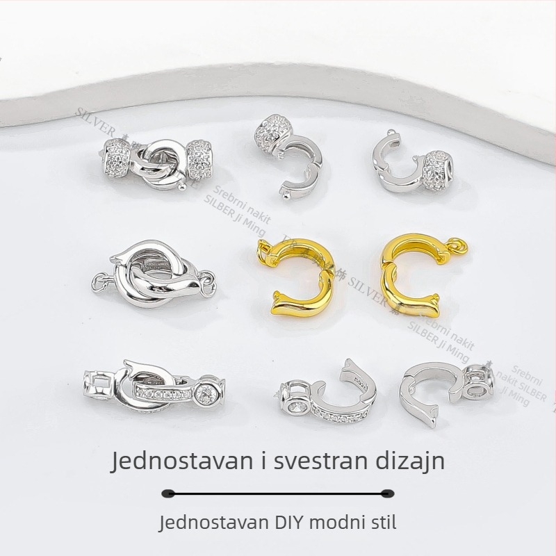 S925 sterling srebrni zatvarač za biserno ogrlicu, pogodan za DIY narukvice i šarene perle