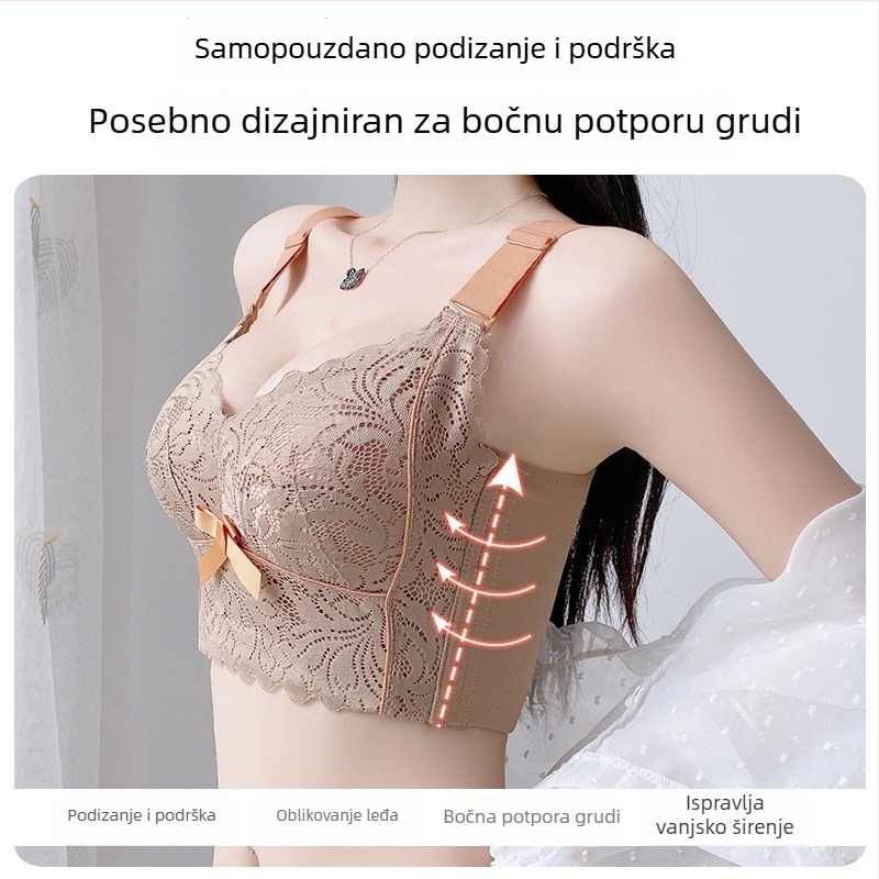 Plus-size podesivi grudnjak s vanjskim proširenjem, korektivni, tanke košarice, oblikovanje dojki, zadržavanje bočnih dojki, protiv opuštanja