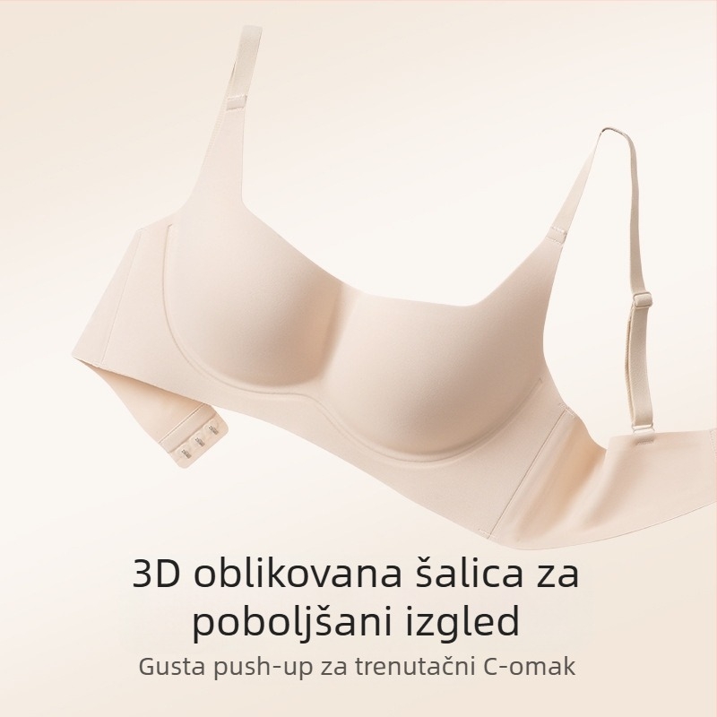 Grudnjak s debelim oblikovanim čašicama, glavni materijal najlon, podstava od spandeksa (<30%), fiksne dvostruke naramenice, stražnje kopče s četiri reda kukica, prozračan i udoban