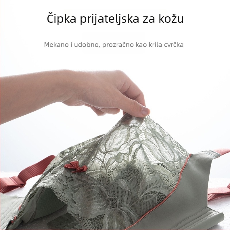 Bežični latex grudnjak s čipkom za velike grudi, oblikuje liniju, puna košarica, podesive naramenice, stražnji zatvarač sa šest redova, ultra tanak oblikovani košarica, prozračan i udoban