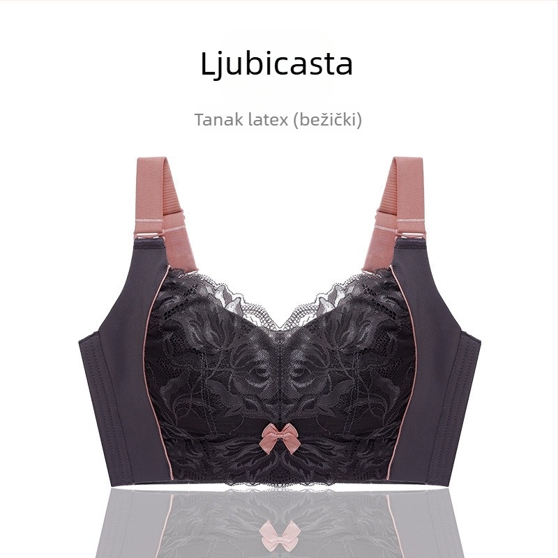 Bežični latex grudnjak s čipkom za velike grudi, oblikuje liniju, puna košarica, podesive naramenice, stražnji zatvarač sa šest redova, ultra tanak oblikovani košarica, prozračan i udoban