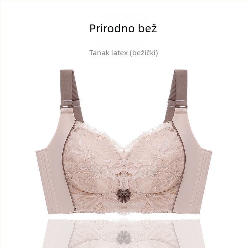 Bežični latex grudnjak s čipkom za velike grudi, oblikuje liniju, puna košarica, podesive naramenice, stražnji zatvarač sa šest redova, ultra tanak oblikovani košarica, prozračan i udoban