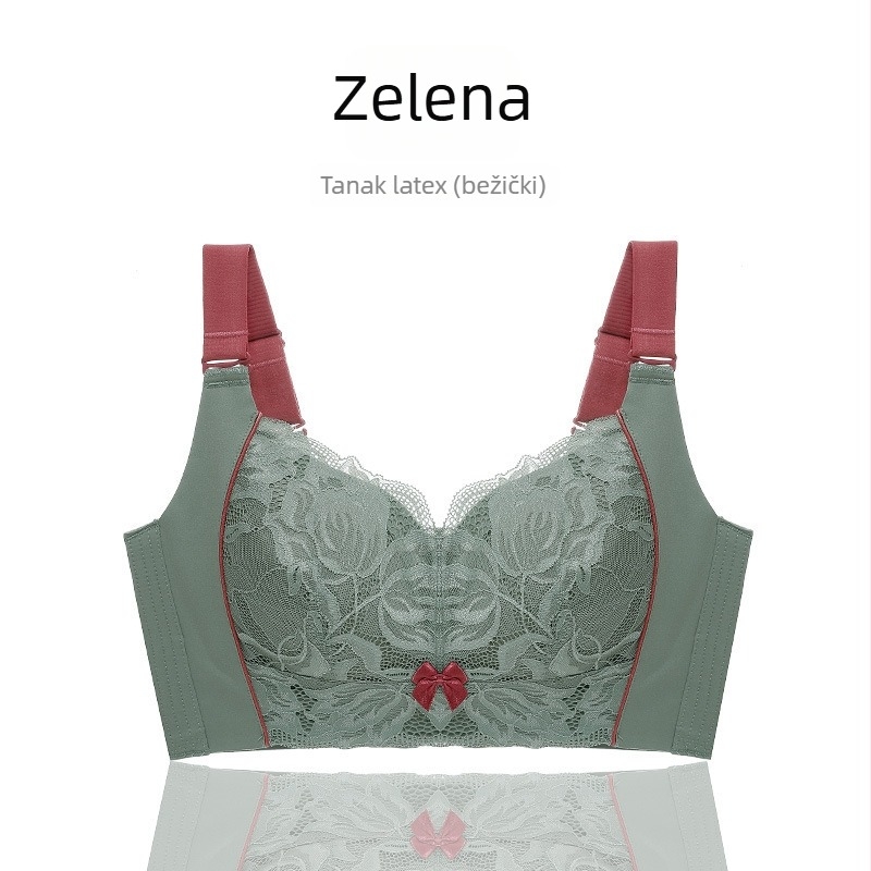 Bežični latex grudnjak s čipkom za velike grudi, oblikuje liniju, puna košarica, podesive naramenice, stražnji zatvarač sa šest redova, ultra tanak oblikovani košarica, prozračan i udoban