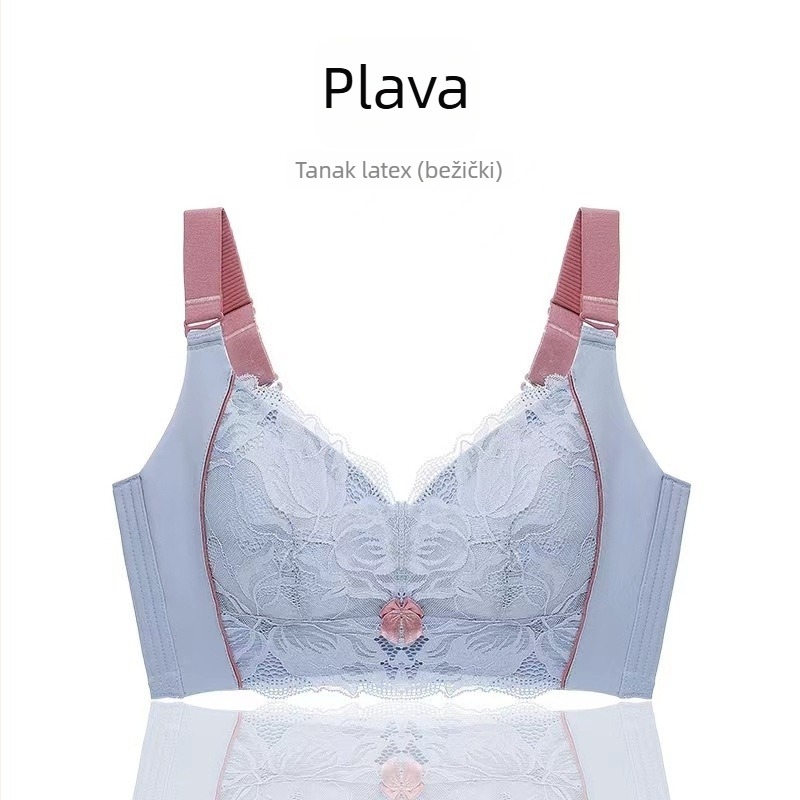 Bežični latex grudnjak s čipkom za velike grudi, oblikuje liniju, puna košarica, podesive naramenice, stražnji zatvarač sa šest redova, ultra tanak oblikovani košarica, prozračan i udoban