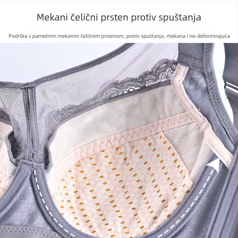 Grudnjak s punim košaricama od čipke, tanke oblikovane košarice, fiksni dvostruki naramenice, stražnje zatvaranje s četiri reda kopči, glavni materijal poliester, podstava od pamuka