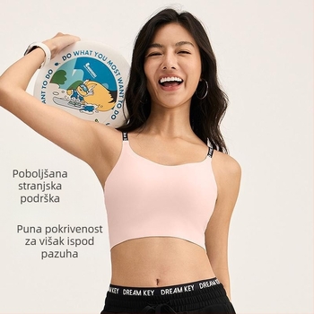 Sportski grudnjak u stilu veste za vanjske aktivnosti s gelom za prsa i fiksnim dvostrukim naramenicama, pun košarica, najlon