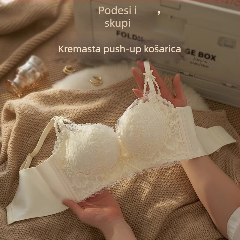 Bežični čipkasti set grudnjaka za žene, podesivi, podiže male grudi, oblikuje siluetu, protiv opuštanja, seksi čipka.