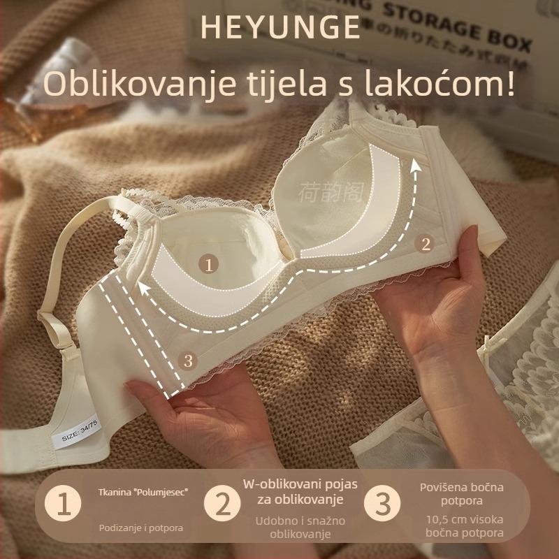 Bežični čipkasti set grudnjaka za žene, podesivi, podiže male grudi, oblikuje siluetu, protiv opuštanja, seksi čipka.
