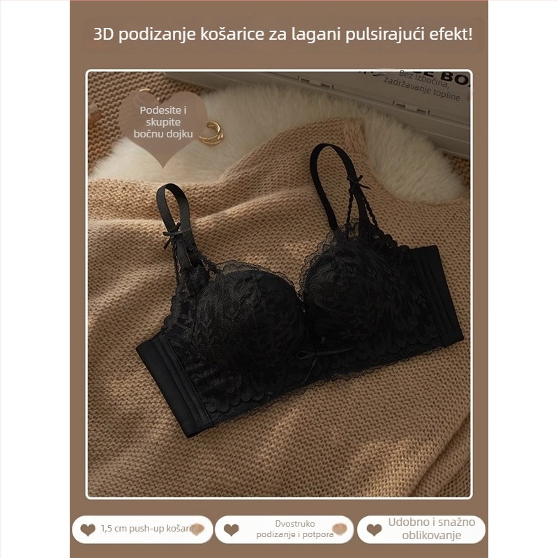 Bežični čipkasti set grudnjaka za žene, podesivi, podiže male grudi, oblikuje siluetu, protiv opuštanja, seksi čipka.