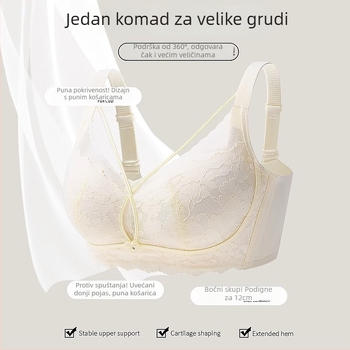 Čipkasti bežični push-up grudnjak s podesivim trakama, košarica 3/4