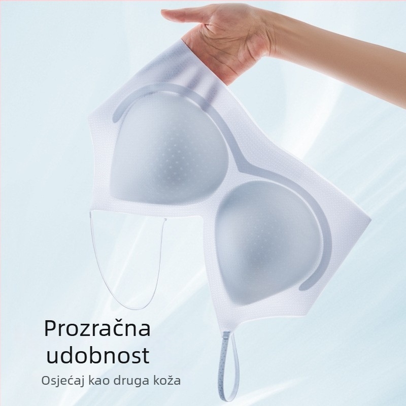 Ultra-tanki grudnjak s tankim naramenicama, bezšivni dizajn, podizanje i skupljanje za male grudi, prozračan i udoban, lijep leđa