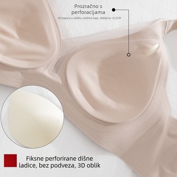 Bešivni gel grudnjak za žene, push-up, protiv opuštanja, tanke modelirane košarice, fiksne dvostruke naramenice