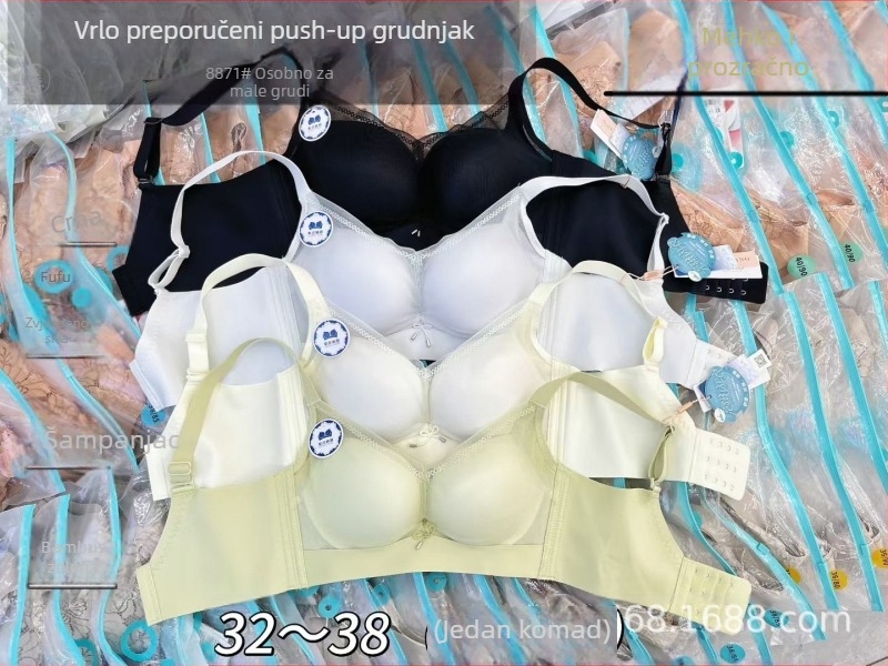 Bezrčnič Push-Up grudnjak, 3/4 šalica, tanke oblikovane čašice od pamuka, glavni materijal najlon, stražnje zatvaranje s četiri reda kukica