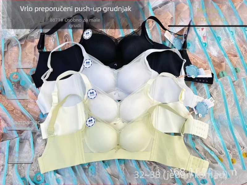 Bezrčnič Push-Up grudnjak, 3/4 šalica, tanke oblikovane čašice od pamuka, glavni materijal najlon, stražnje zatvaranje s četiri reda kukica