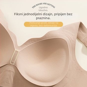 Bezšivni grudnjak s dvostrukim podizanjem za male grudi, push-up, podrška leđa, mekana potpora, fiksne košarice