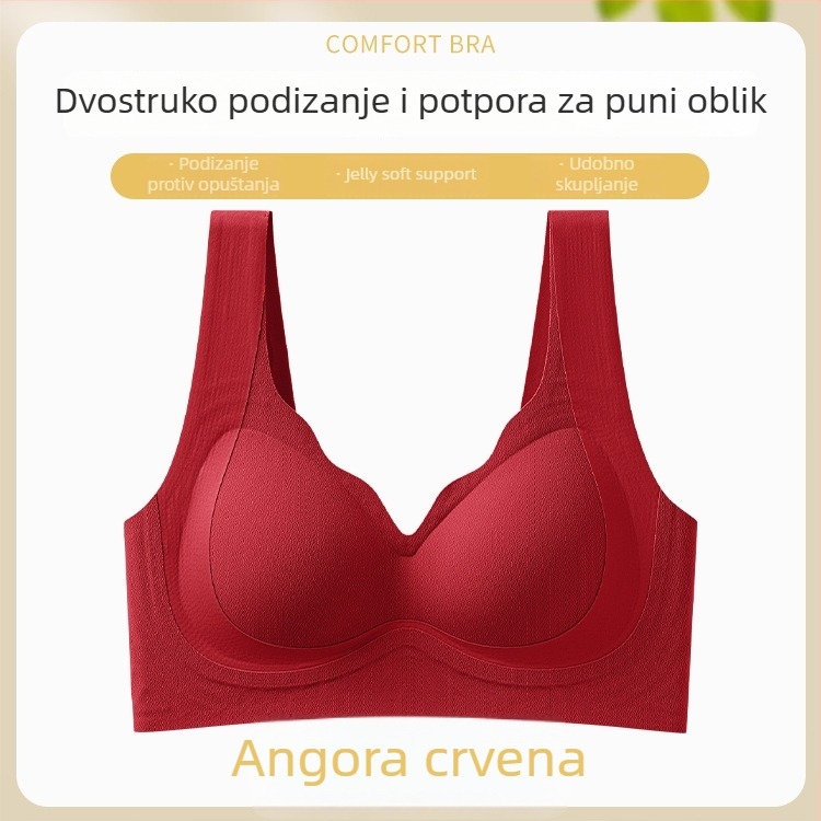 Bezšivni grudnjak s dvostrukim podizanjem za male grudi, push-up, podrška leđa, mekana potpora, fiksne košarice