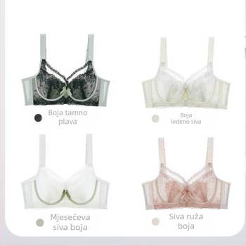 Grudnjak od čipke i najlona, ultra tanak dizajn, 3/4 košarica, jastučić od spužve, stražnje zaključavanje s četiri reda kukica i očiju (Nijlon; 3/4 košarica; jastučić od spužve; stražnje zaključavanje)
