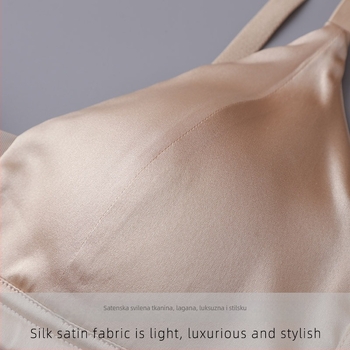 Sutien od Mulberry Silk satena, trokutaste košarice, tanke oblikovane košarice, bez žičane potporne