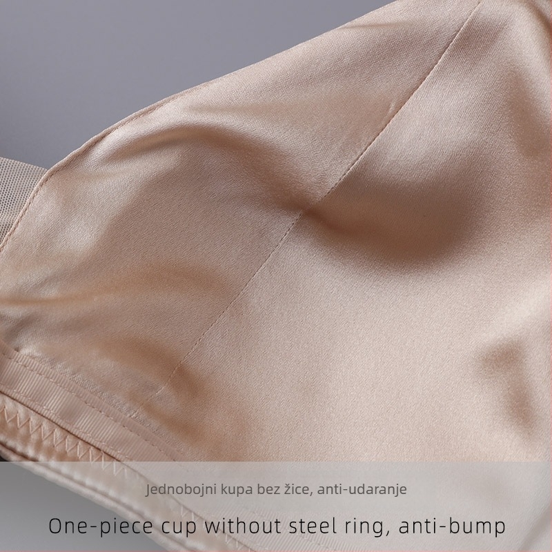 Sutien od Mulberry Silk satena, trokutaste košarice, tanke oblikovane košarice, bez žičane potporne