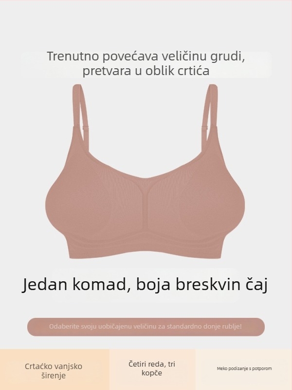 Bešiv push-up grudnjak za žene, ističe male grudi, stvara zaobljeni siluetu, skuplja bočne grudi, sprječava opuštanje, 3/4 košarice, oblikovane košarice