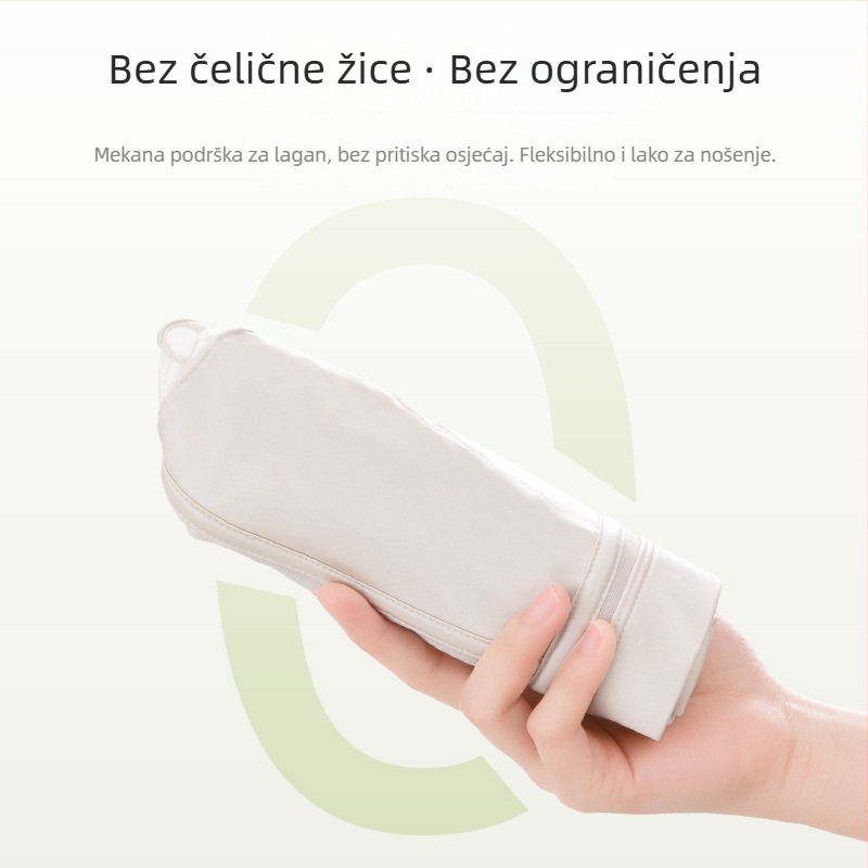 Grudnjak s punim košaricama, bez žice, tanak i prozračan, bočna podrška, stražnje kopčanje s četiri reda kopči, fiksne dvostruke naramenice, košarice od pamuka