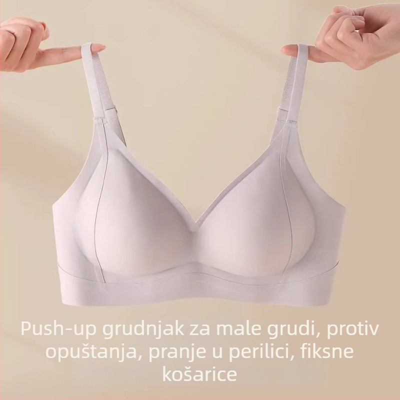 Podizački i oblikujući grudnjak za male grudi, bez šavova, lagan i tanak, bez umetaka, podrška leđa, 3/4 košarice