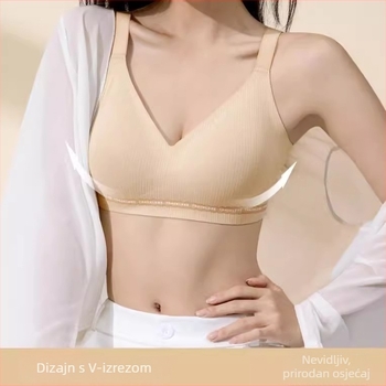 Brushed najlon grudnjak bez žice, 3/4 košarica, tanak oblik košarice, čvrste naramenice, stražnji kopčanje s tri reda, skupljanje, gornja i bočna podrška, besprijekorno podizanje, udobna mekana podrška