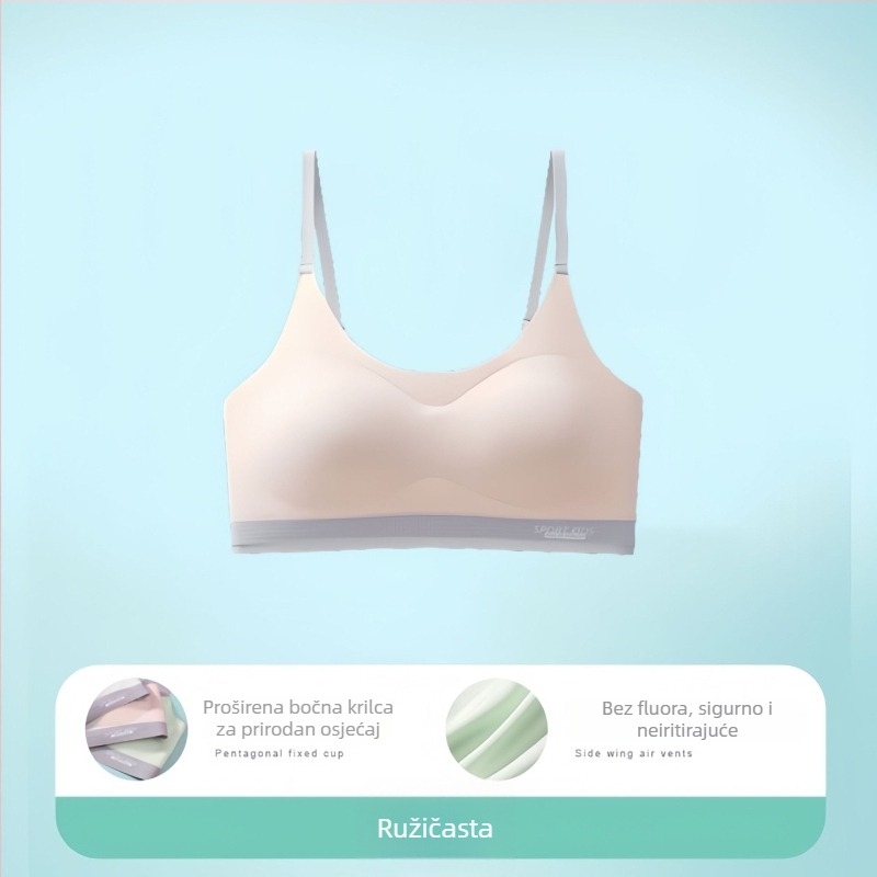 Bezšivni grudnjak za tinejdžerice s podrškom u stilu prsluka, svila od leda