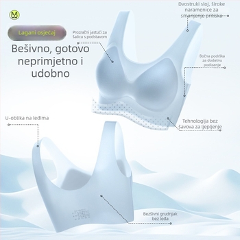 Ultra-tanki grudnjak s punim košaricama, Ice Silk Nylon materijal, prozračan, fiksne dvostruke naramenice