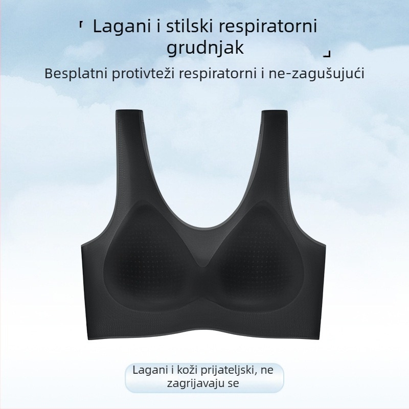 Ultra-tanki grudnjak s punim košaricama, Ice Silk Nylon materijal, prozračan, fiksne dvostruke naramenice