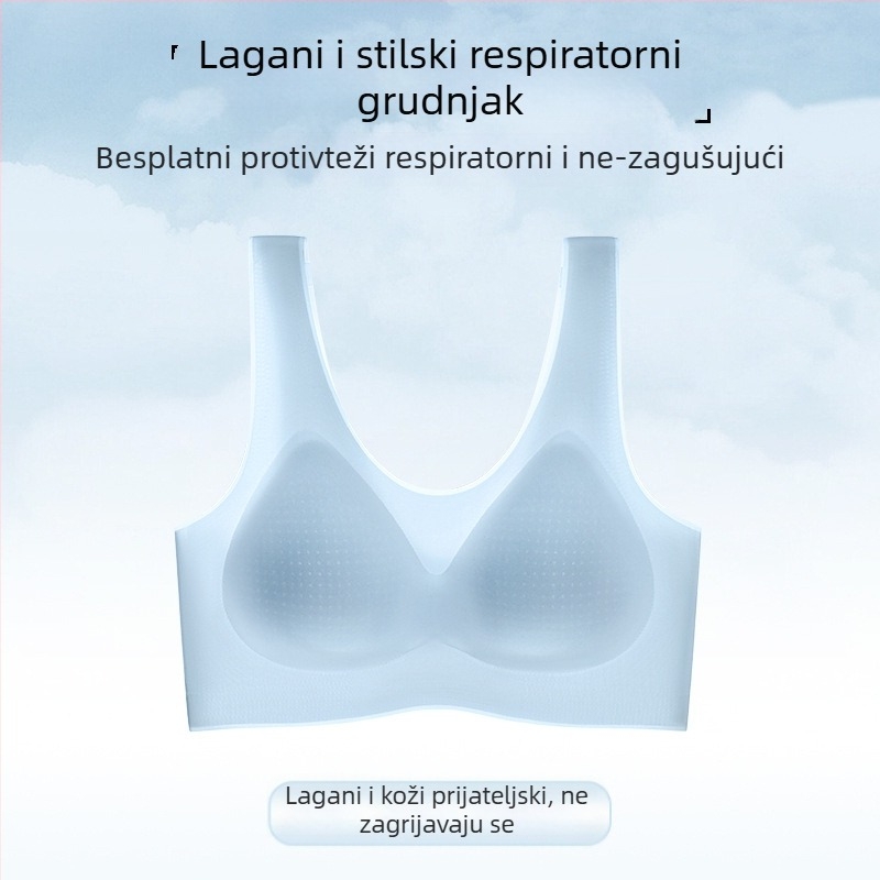 Ultra-tanki grudnjak s punim košaricama, Ice Silk Nylon materijal, prozračan, fiksne dvostruke naramenice