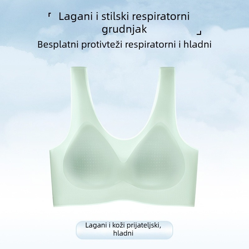 Ultra-tanki grudnjak s punim košaricama, Ice Silk Nylon materijal, prozračan, fiksne dvostruke naramenice
