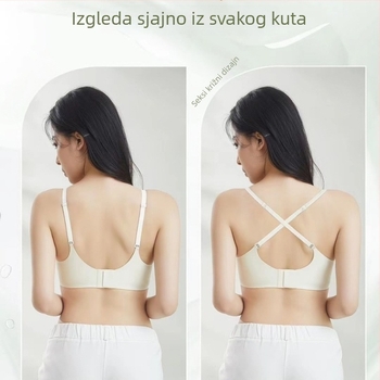 Ženski grudnjak bez čeličnih prstena, bešivne košarice, fiksne čašice, skuplja bočne grudi, mali dojci, stražnji prekriveni križni remeni