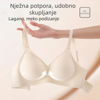 Grudnjak bez šavova za žene s malim prsima, integrirane fiksne košarice, skupljanje bočnih dojki, protiv opuštanja, podizanje, meka podrška.