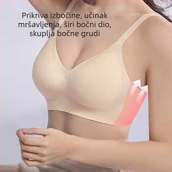 Grudnjak bez šavova za žene s malim prsima, integrirane fiksne košarice, skupljanje bočnih dojki, protiv opuštanja, podizanje, meka podrška.