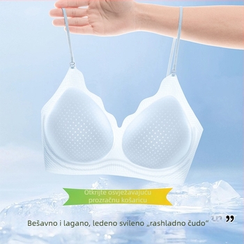 Bežični grudnjak od ice silk s tankim trakama, bez žice, ultra-tanak, prozračan, košarice 3/4, blag push-up, oblikovanje leđa