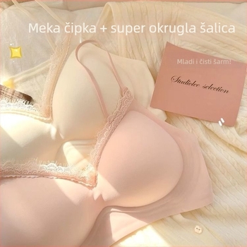 Bešavni grudnjak s čipkastim rubom, 3/4 košarica, bez žice, fiksne naramenice