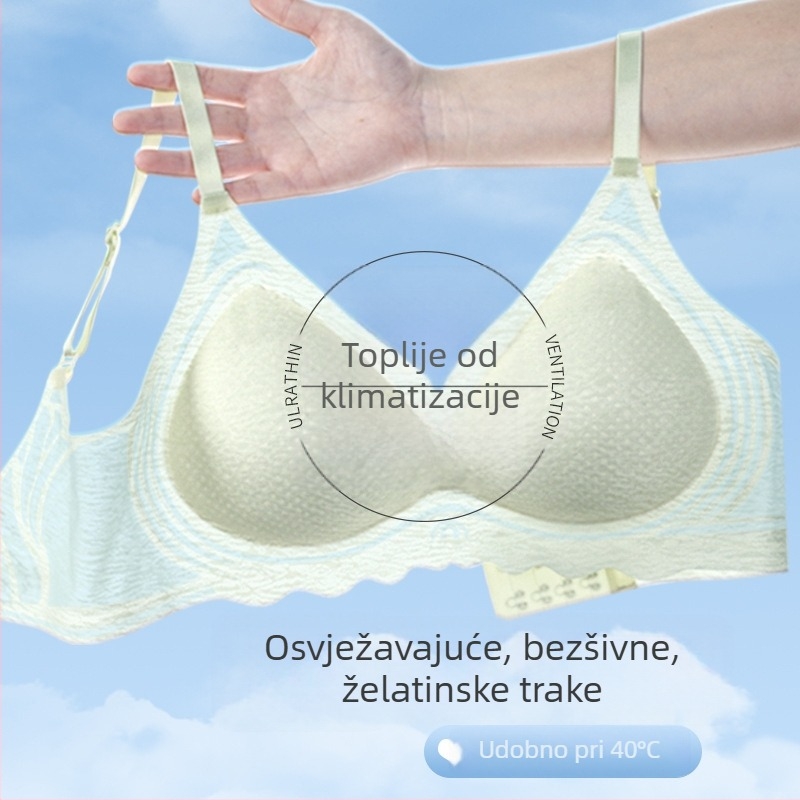 Ženski bešični grudnjak od ice silk materijala, prozračan, bez žice, latex košarice s perforacijama, ultra-tanke oblikovane šalice s pjenastom podlogom za ljetnu udobnost