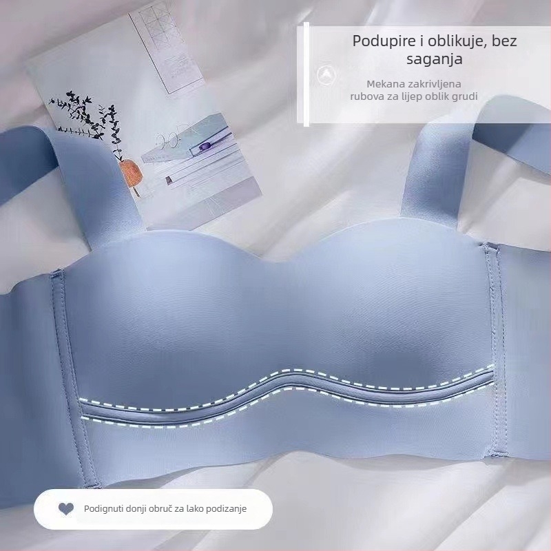 Najlon grudnjak bandeau bez naramenica, ljetni model, 3/4 košarice, tanki oblikovani košarice, stražnje kopče s tri reda