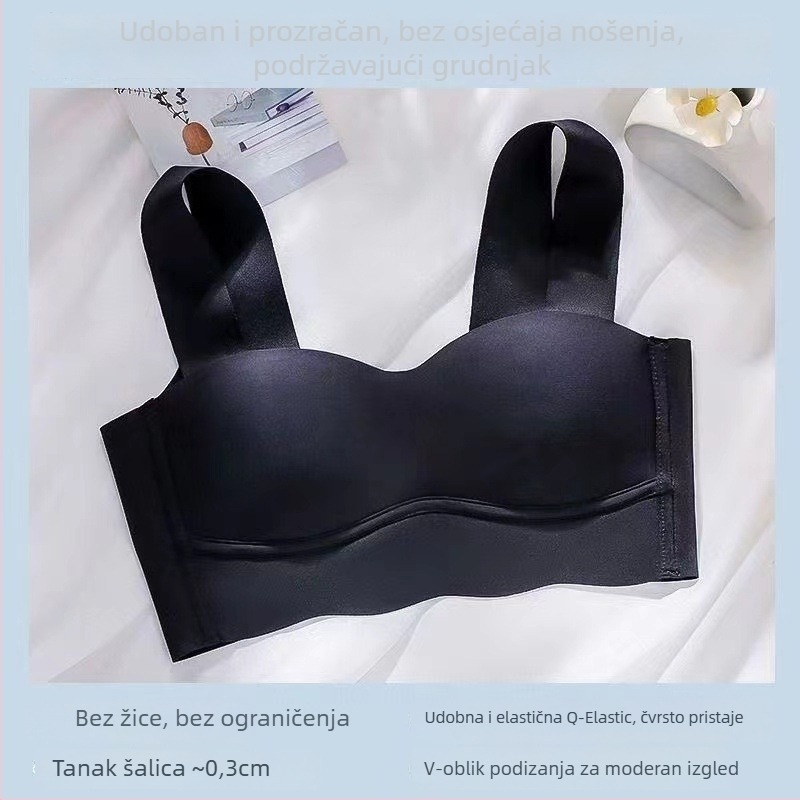 Najlon grudnjak bandeau bez naramenica, ljetni model, 3/4 košarice, tanki oblikovani košarice, stražnje kopče s tri reda