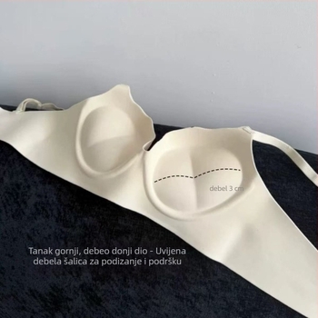 Push-Up bešavni grudnjak s 3 cm debelim jastučićem, 3/4 košarica, sjajna površina, za male grudi