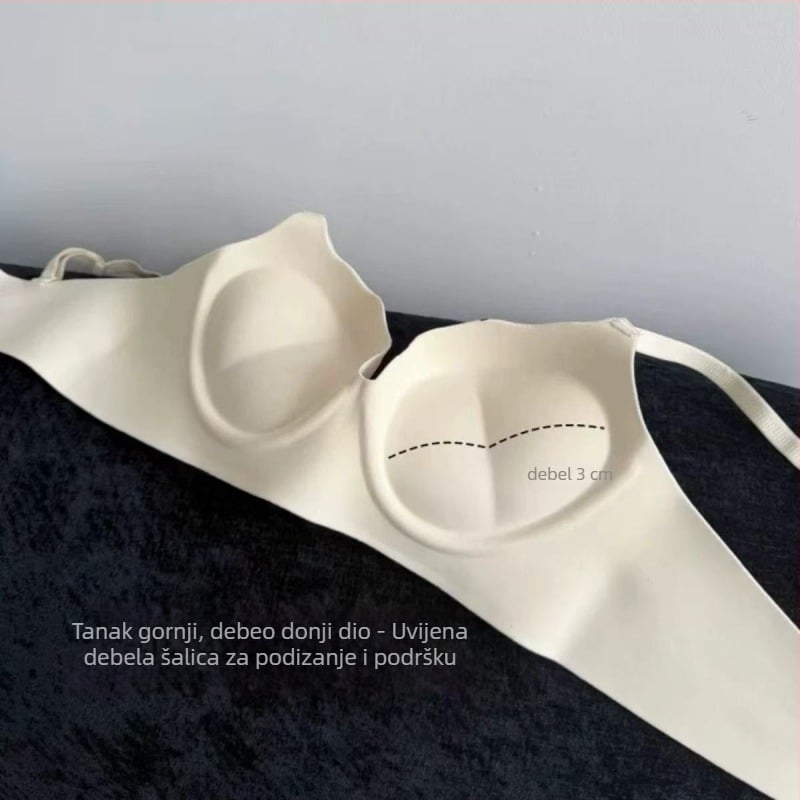 Push-Up bešavni grudnjak s 3 cm debelim jastučićem, 3/4 košarica, sjajna površina, za male grudi