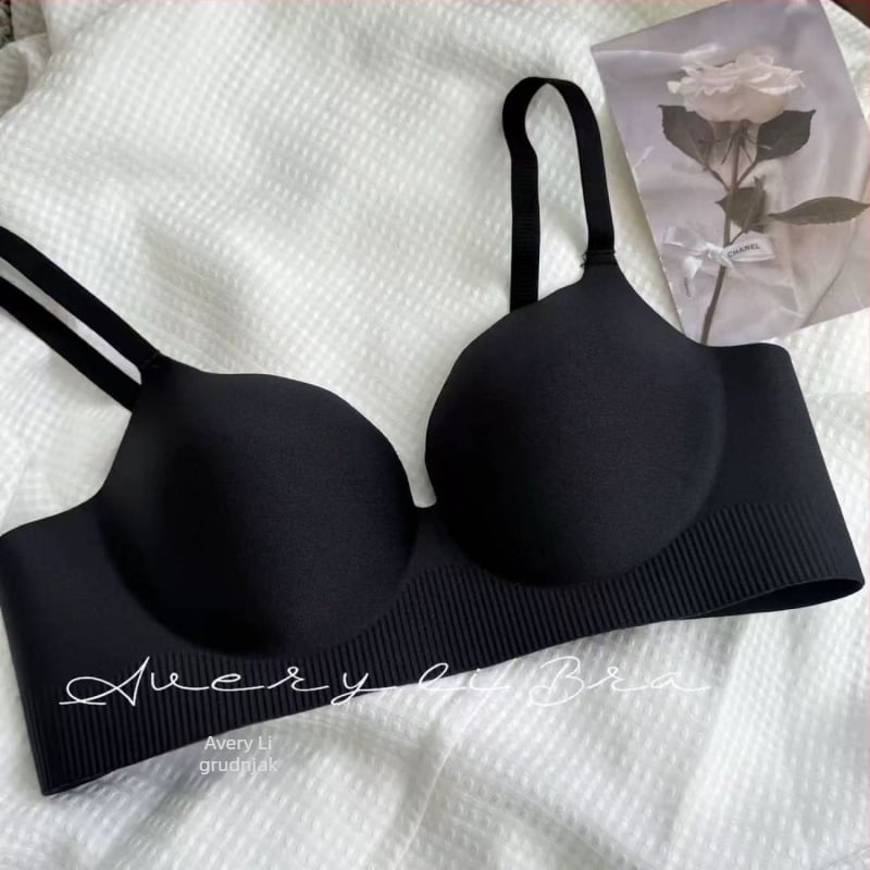 Push-Up bešavni grudnjak s 3 cm debelim jastučićem, 3/4 košarica, sjajna površina, za male grudi