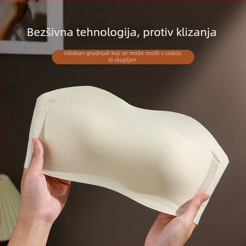 Ženski grudnjak bez naramenica - lagan, bezšivan, protuklizni, nevidljiv tubetop s gelnim trakama