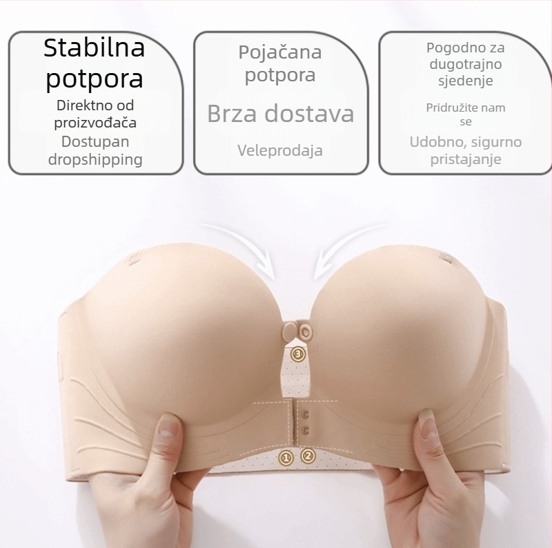 948 Grudnjak bez žice s prednjim kopčanjem, nevidljiv, protiv klizanja, push-up za male grudi, protiv spuštanja, lijep leđa
