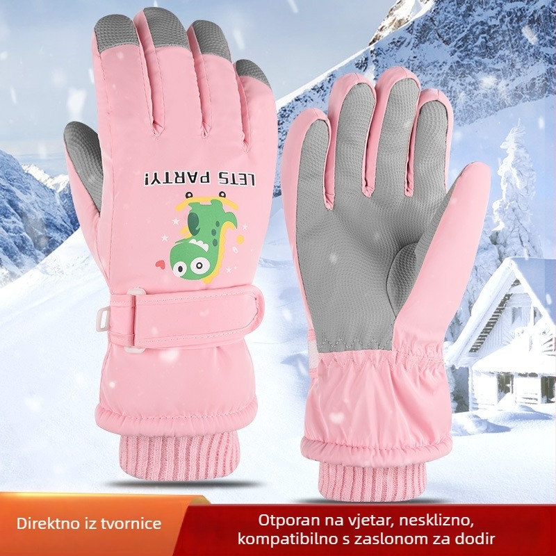 Dječje skijaške rukavice - flis podstava, 4-slojna, kompatibilne s dodirnim zaslonom, tople