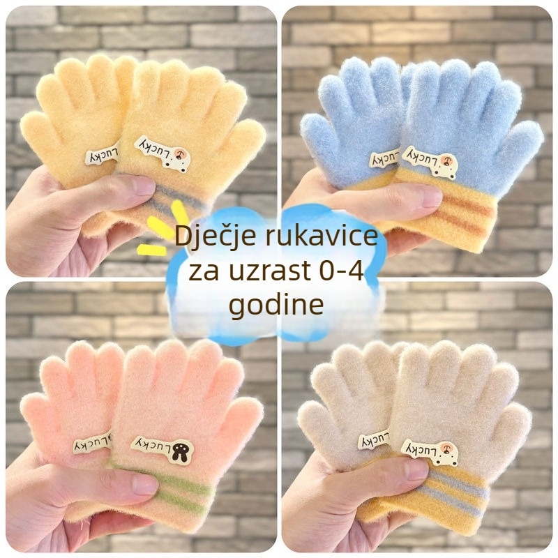 Dječje rukavice s pet prstiju za dob 1–3 godina, debeli i topli, jesen-zima
