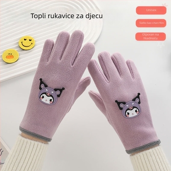 Zimske rukavice za skijanje s flisom, crtić štene na motivu, rukavice s odvojenim prstima, vodootporne i otporne na vjetar, zadržavaju toplinu, unisex, za djecu 8-13