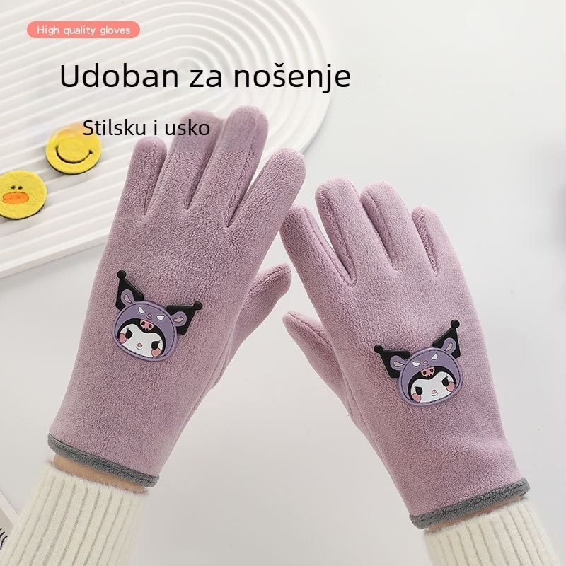 Zimske rukavice za skijanje s flisom, crtić štene na motivu, rukavice s odvojenim prstima, vodootporne i otporne na vjetar, zadržavaju toplinu, unisex, za djecu 8-13